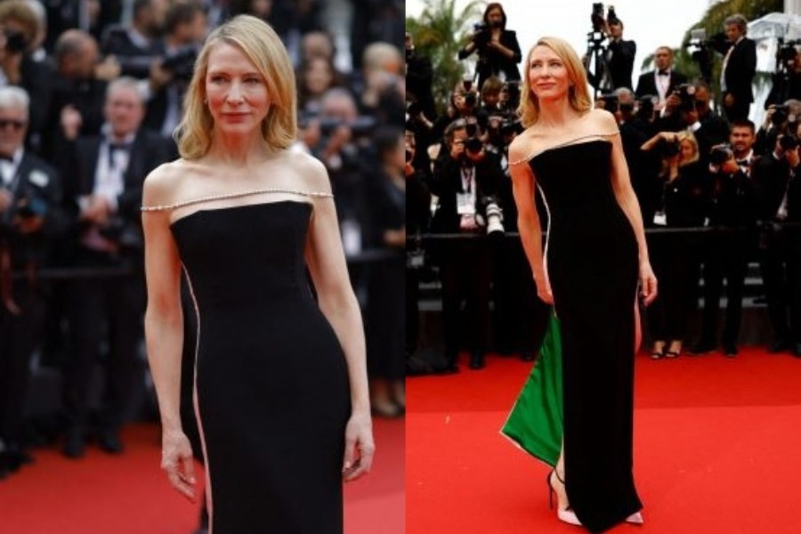 Η Cate Blanchett καταφθάνει στις Κάννες με φόρεμα στα χρώματα της σημαίας της Παλαιστίνης
