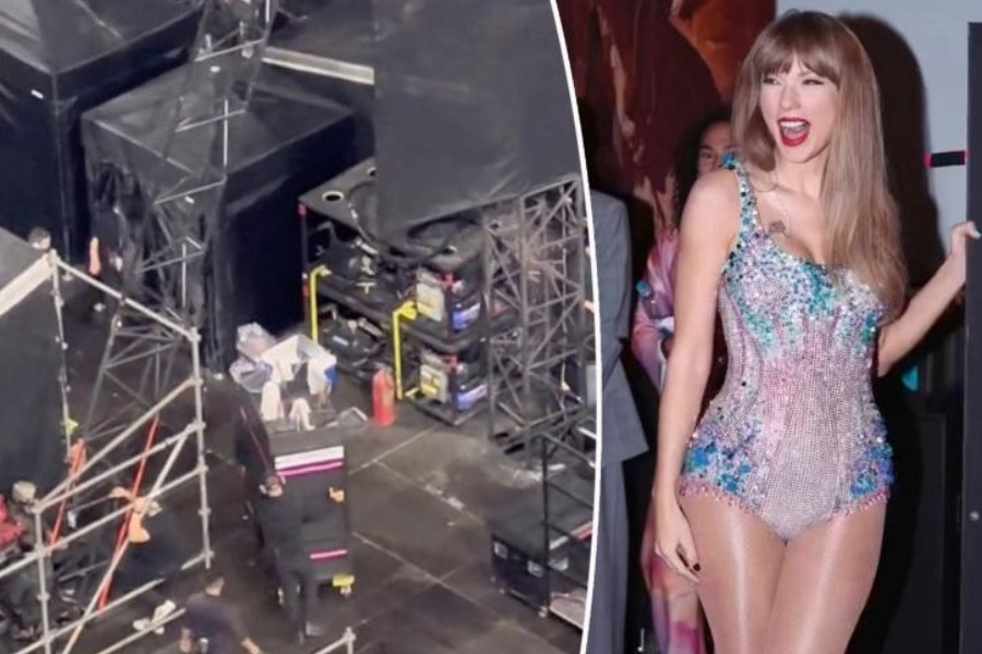 Ο απίστευτος τρόπος που η Taylor Swift ανεβαίνει στη σκηνή, κρυμμένη στις σφουγγαρίστρες!