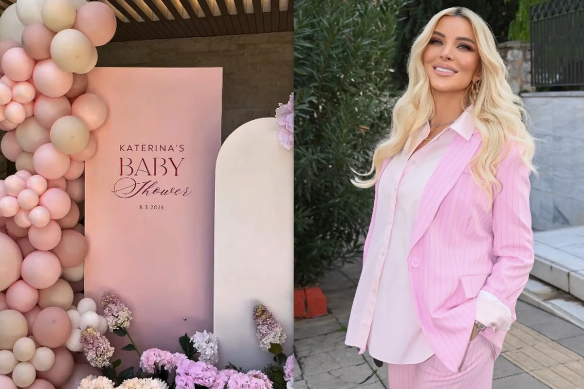 Κατερίνα Καινούργιου: Το λαμπερό baby shower ‑ Ντυμένη στα ροζ & με τον Παναγιώτη δίπλα της